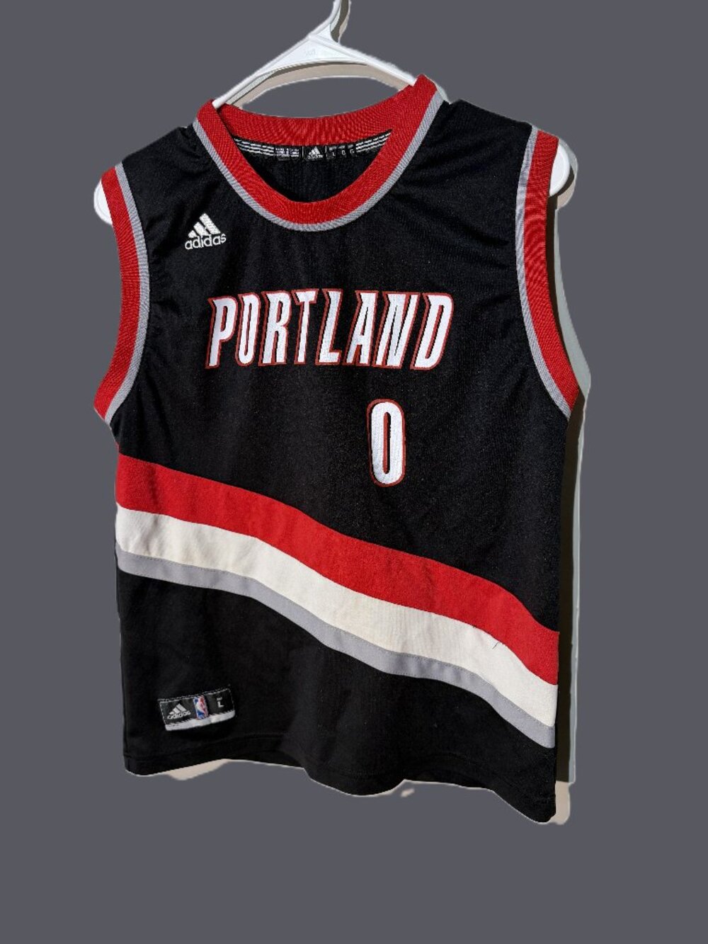 Adidas NBA Damian Lillard #0 Portland Trail Blazers Jersey Mens L Black